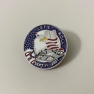 2001 Lets Roll 911 Remembered Lapel Hat Pin US Flag Eagle